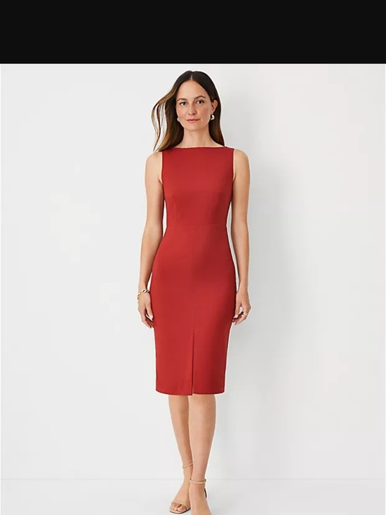 Ann Taylor Dresses & Skirts - Ann Taylor Brick Red Sleeveless Sheath Midi Dress
